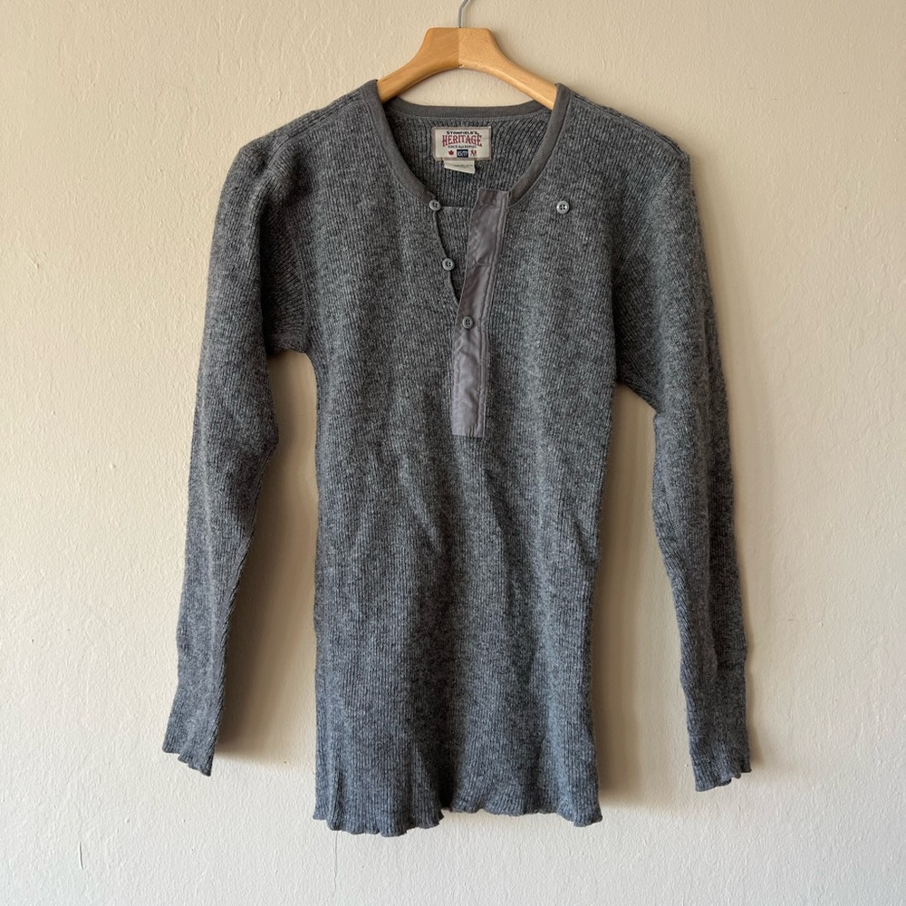 Stanfield’s HENLEY Heavy Weight Wool Thermal Top Long Sleeves GRAY XS